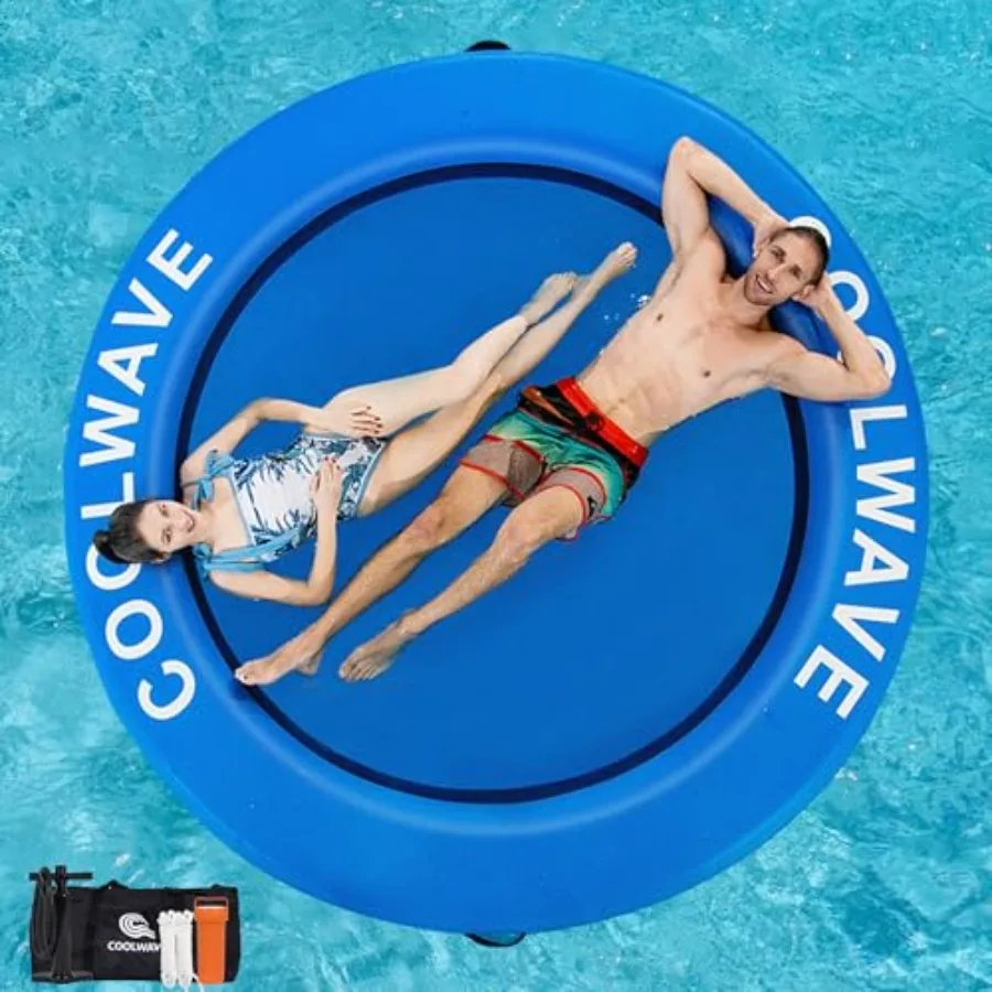 Inflatable Water Hammock Floating Dock for pool and lake use, PVC material, blue color, features cup holders and extra-wide sta
Inflatable Water Hammock Floating Dock for pool and lake use, PVC material, blue color, features cup holders and extra-wide sta