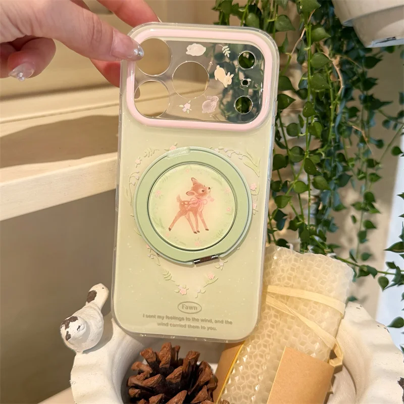 Compatible Phone Case with 360° Rotatable Stand Cute Fawn Print For iPhone 15 16 17 Pro Max Light Green Protective Cover
Compatible Phone Case with 360° Rotatable Stand Cute Fawn Print For iPhone 15 16 17 Pro Max Light Green Protective Cover