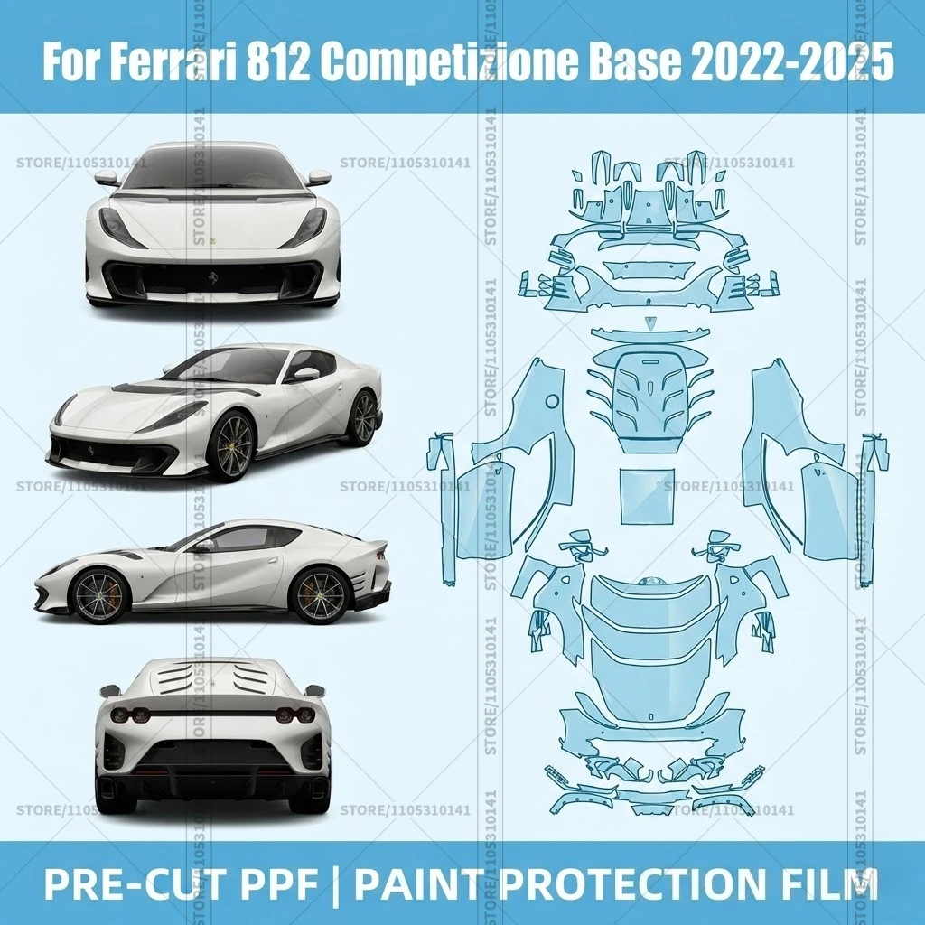 For Ferrari 812 competizione Base 2022-2025 Pre-Cut Paint Protection Film PPF Transparent Car Film Automotive PPF Full Vehicle
For Ferrari 812 competizione Base 2022-2025 Pre-Cut Paint Protection Film PPF Transparent Car Film Automotive PPF Full Vehicle