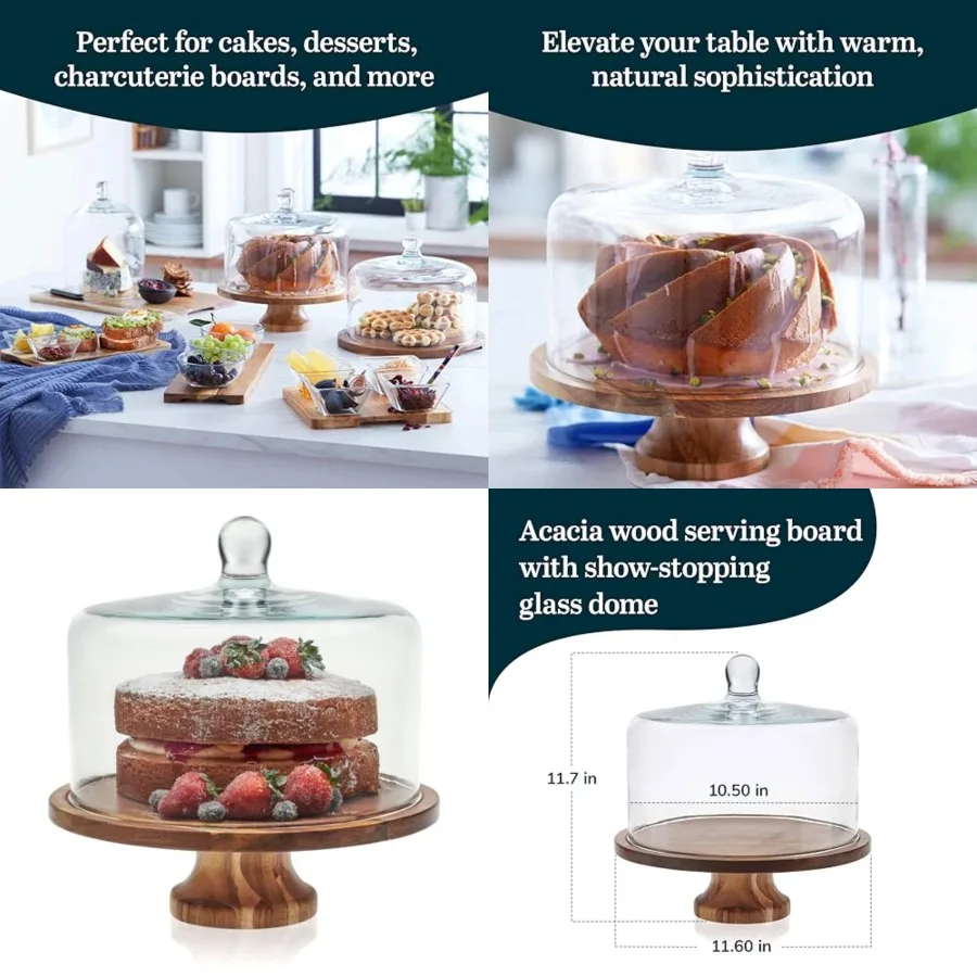 Acacia Wood Cake Stand with Lid, Footed Cake Stand With Cover, Durable Ball Top Handle Glass Dessert Dome
Acacia Wood Cake Stand with Lid, Footed Cake Stand With Cover, Durable Ball Top Handle Glass Dessert Dome