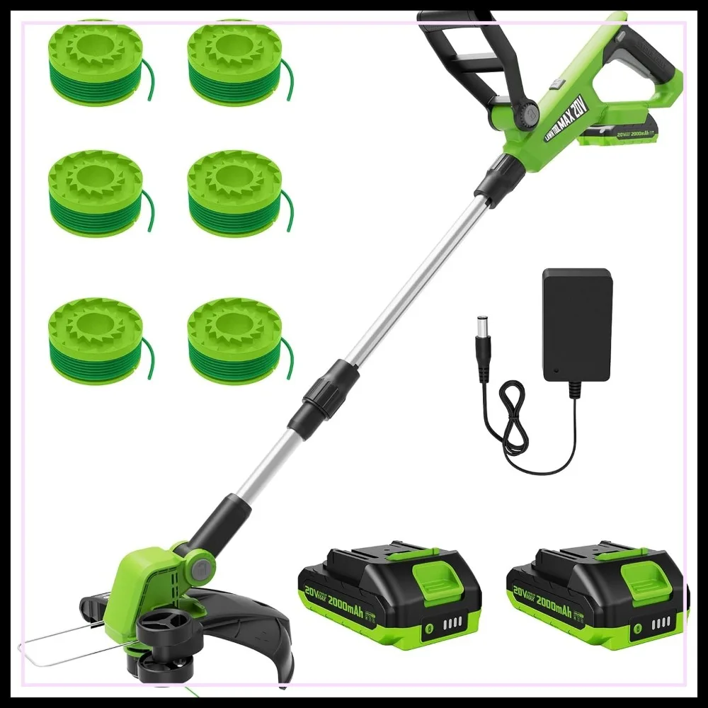 12-Inch 20V Cordless Weed Wacker with Automatic Line Feed, 2-in-1 String Trimmer & Edger, 2x2.0Ah Batteries, 6 Spools
12-Inch 20V Cordless Weed Wacker with Automatic Line Feed, 2-in-1 String Trimmer & Edger, 2x2.0Ah Batteries, 6 Spools