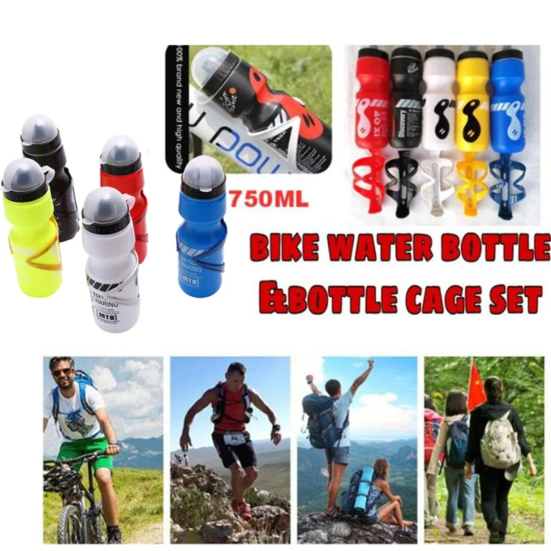 750ML Portable Mountain Bicycle Cycling Water Drink Bottle+Holder Cage Outdoor Sport Plastic Kettle Water Bottle Drinkware
750ML Portable Mountain Bicycle Cycling Water Drink Bottle+Holder Cage Outdoor Sport Plastic Kettle Water Bottle Drinkware