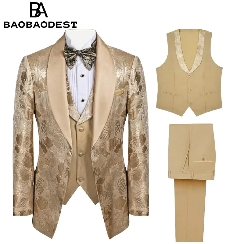 Men's Embroidered Paisley 3-Piece Suit | Wedding/Party Tuxedo Set (Jacket+Waistcoat+Pants) for Prom/Dinner Slim Fit 
Men's Embroidered Paisley 3-Piece Suit | Wedding/Party Tuxedo Set (Jacket+Waistcoat+Pants) for Prom/Dinner Slim Fit