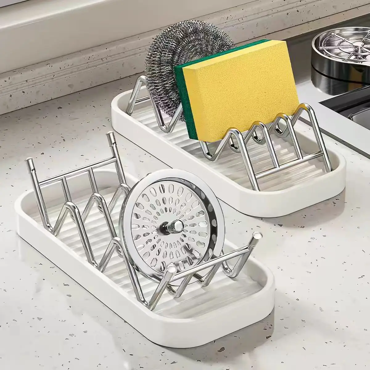 Stainless Steel Soap Rack Toilet Bathroom Soap Drain Rack with Tray Kitchen Dishwashing Brush Sponge Brush Shelf
Stainless Steel Soap Rack Toilet Bathroom Soap Drain Rack with Tray Kitchen Dishwashing Brush Sponge Brush Shelf