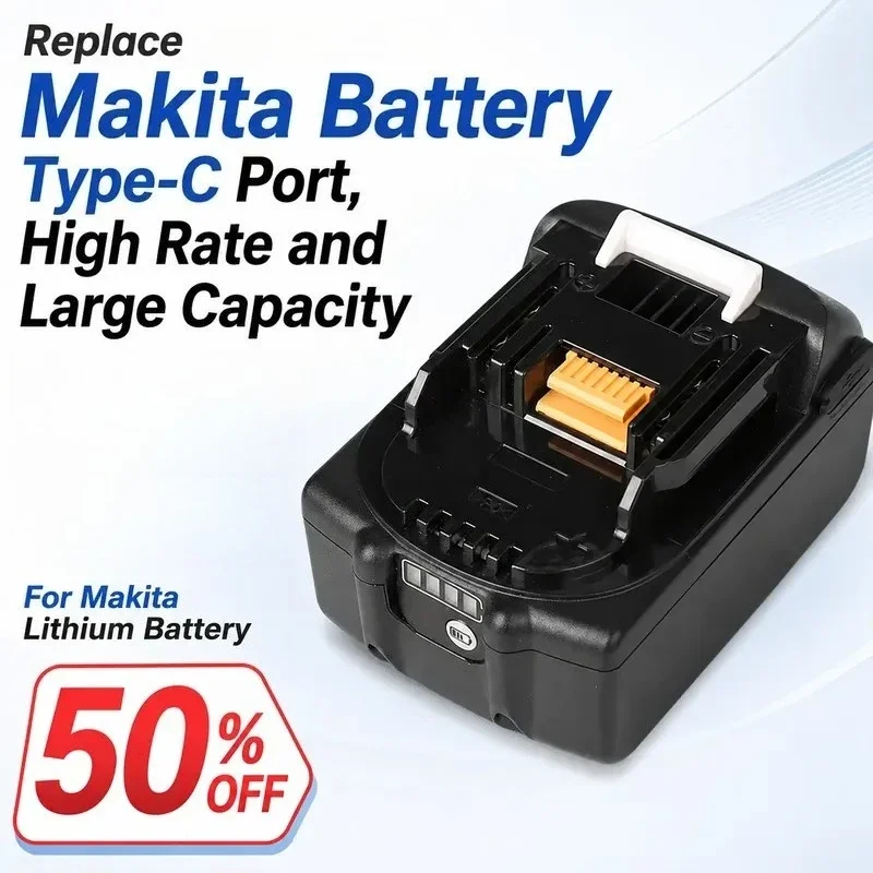 18V 5000mAh for Makita 18V Lithium Battery with Type-C Port High Discharge Rate High Capacity Replacement for Power Tools
18V 5000mAh for Makita 18V Lithium Battery with Type-C Port High Discharge Rate High Capacity Replacement for Power Tools