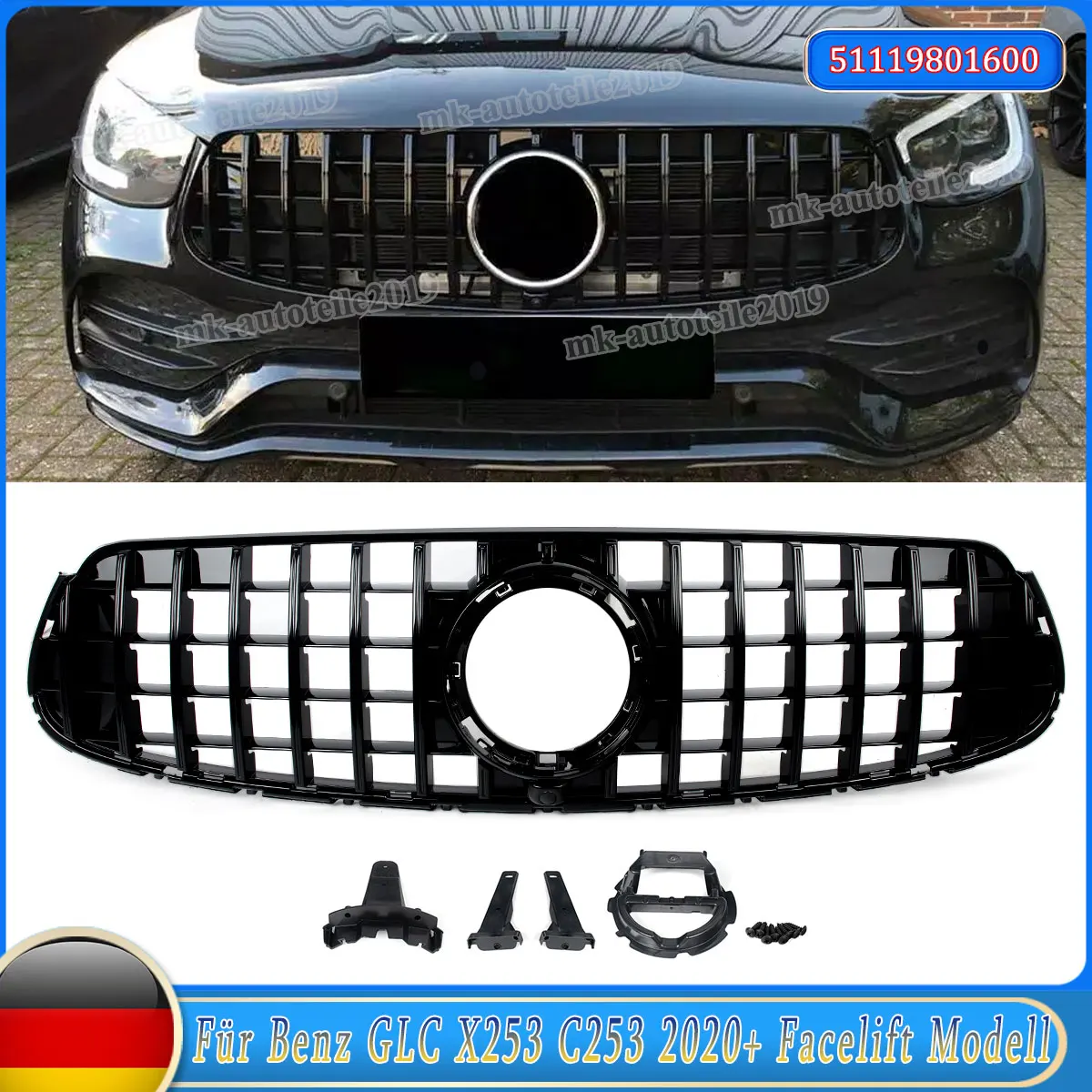 GTR Style Front Grille Compatible with 2020-2023 X253 GLC-Class Mercedes Benz Upper Bumper Hood Mesh Front Grills Glossy Black
GTR Style Front Grille Compatible with 2020-2023 X253 GLC-Class Mercedes Benz Upper Bumper Hood Mesh Front Grills Glossy Black