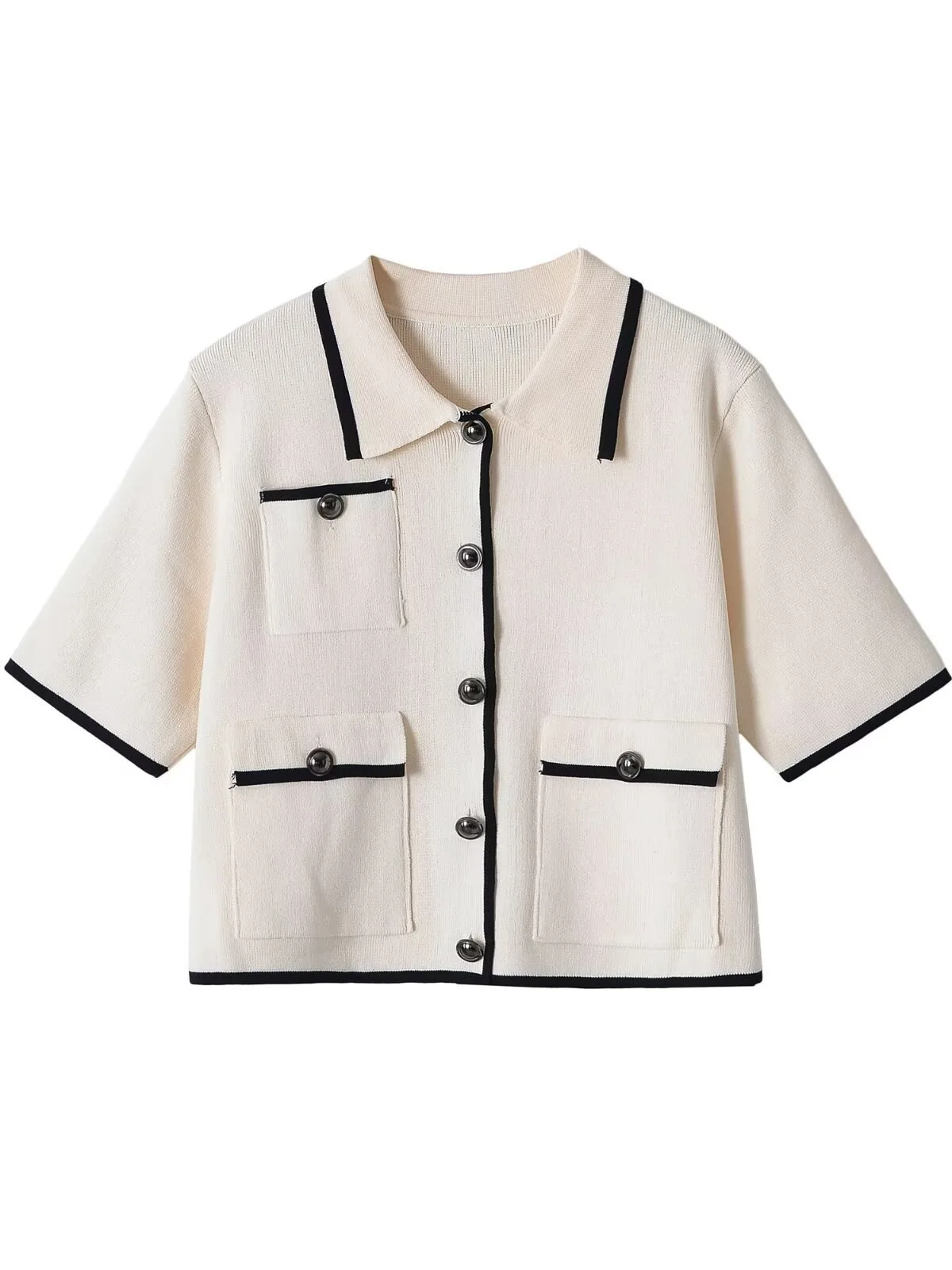 Dave&Di New Cross-border European And American Fashion Polo Collar Contrasting Short Sleeved Knitted Sweater
Dave&Di New Cross-border European And American Fashion Polo Collar Contrasting Short Sleeved Knitted Sweater