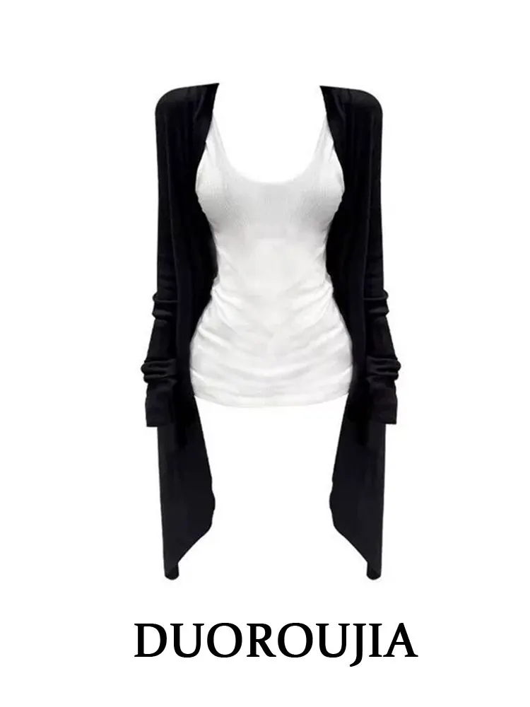 plus Size Korean Style Asymmetric Hem Knitted Open Cardigan Slimming Simple Strap Vest Two-Piece Set for plus Size Women
plus Size Korean Style Asymmetric Hem Knitted Open Cardigan Slimming Simple Strap Vest Two-Piece Set for plus Size Women