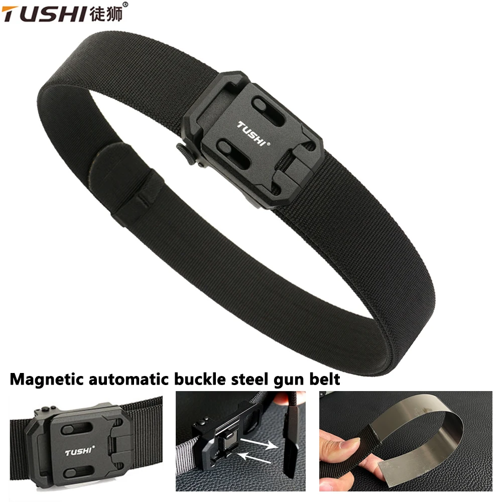 TUSHI Hard Tactical Belt for Men Metal Magnetic Buckle Steel Gun Belt 1100D Nylon Military Belt Outdoor Sports IPSC Girdle Male
TUSHI Hard Tactical Belt for Men Metal Magnetic Buckle Steel Gun Belt 1100D Nylon Military Belt Outdoor Sports IPSC Girdle Male