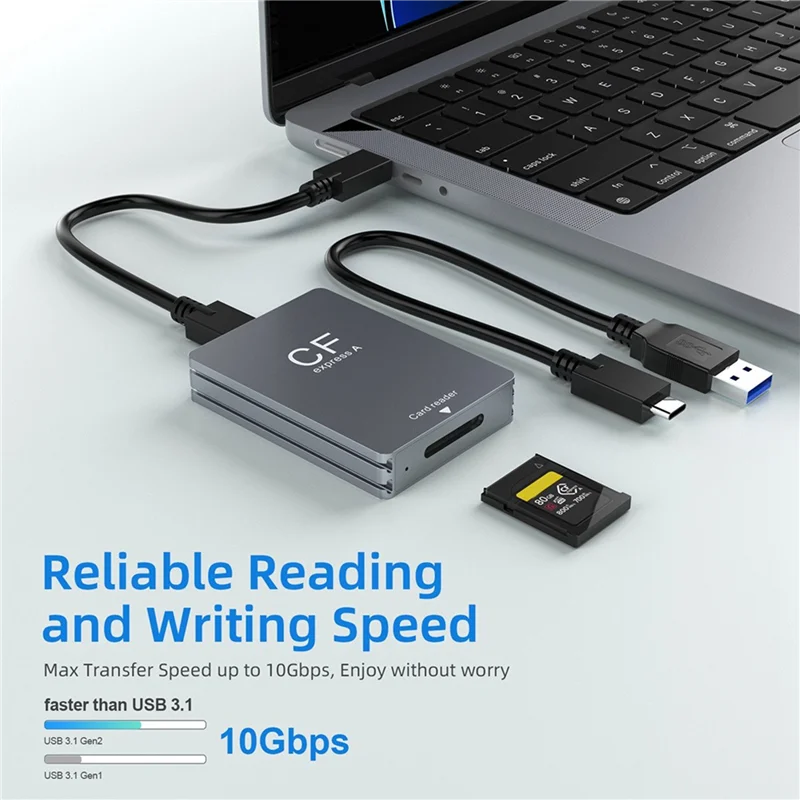 Classic-Cfexpress Type A Card Reader Silver-Gray Aluminium Alloy Cfexpress Card Reader With USB C To USB C/USB A Cable
Classic-Cfexpress Type A Card Reader Silver-Gray Aluminium Alloy Cfexpress Card Reader With USB C To USB C/USB A Cable