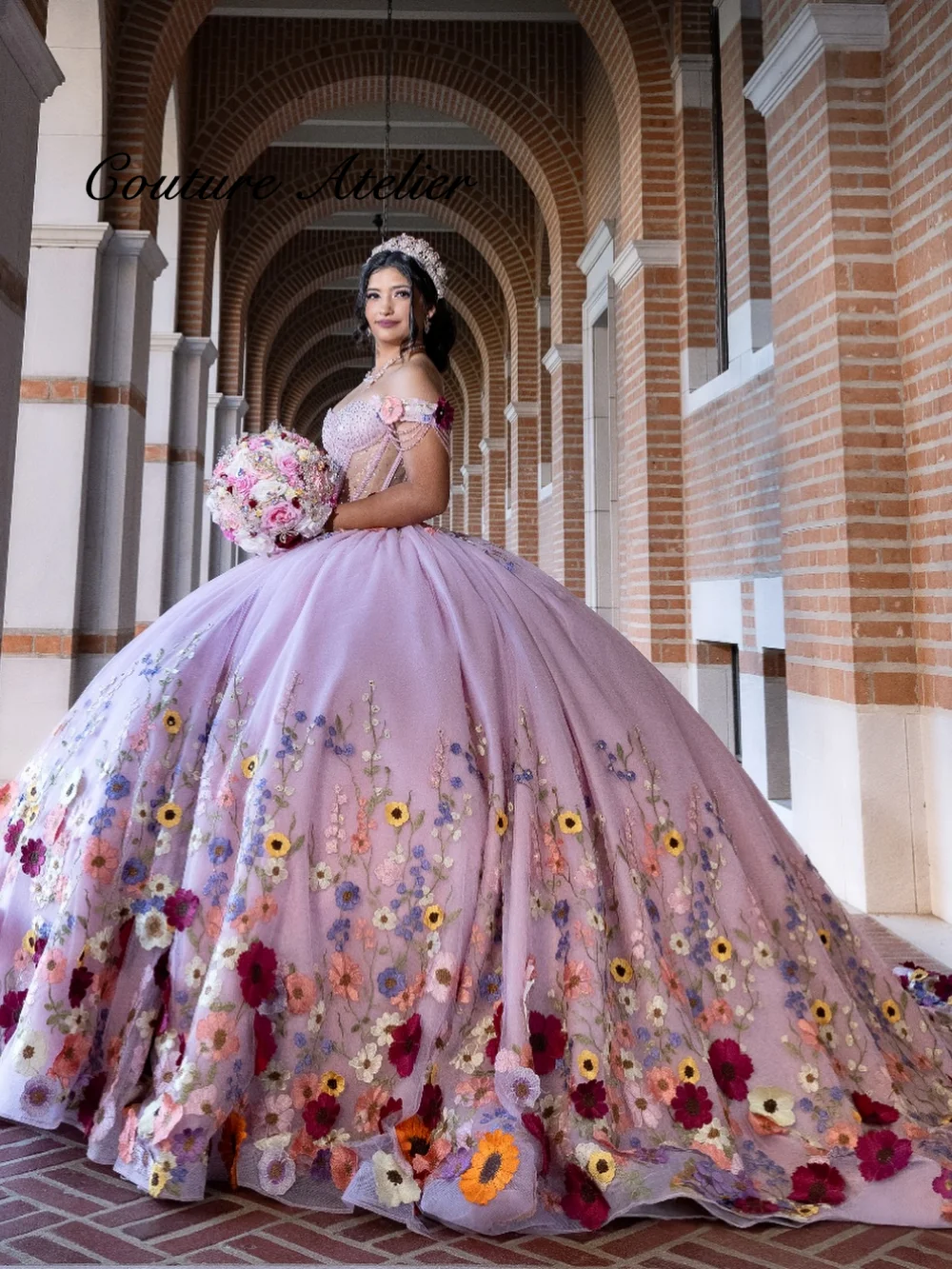 Красочные цветы с открытыми плечами, корсет из бисера, платье Quincenara, оборки, бант, тюль, рюши, свадебные платья, роскошные 2024, по индивидуальному заказу 
Красочные цветы с открытыми плечами, корсет из бисера, платье Quincenara, оборки, бант, тюль, рюши, свадебные платья, роскошные 2024, по индивидуальному заказу