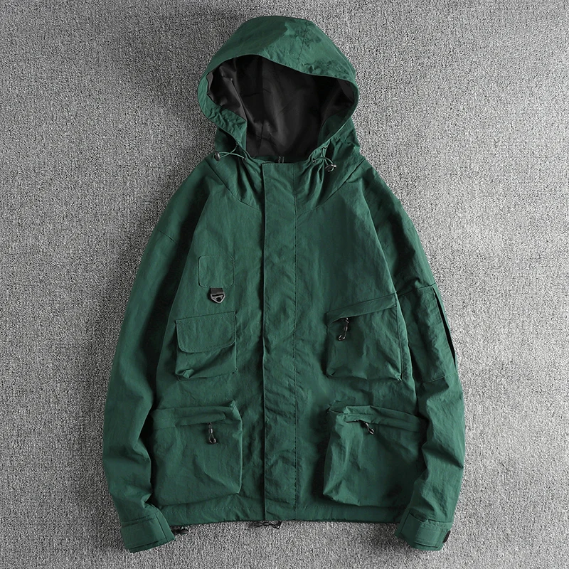 F02# Autumn New American Retro Long Sleeve Hooded Solid Color Cargo Jacket Men's 100% Nylon Loose Casual Functional Trench Coat
F02# Autumn New American Retro Long Sleeve Hooded Solid Color Cargo Jacket Men's 100% Nylon Loose Casual Functional Trench Coat