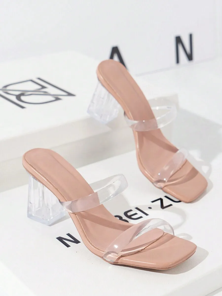 Women Double Strap Transparent Heeled Sandals With Asymmetrical Heels, Apricot. Suitable For Weddings, Holidays And Other Activi
Women Double Strap Transparent Heeled Sandals With Asymmetrical Heels, Apricot. Suitable For Weddings, Holidays And Other Activi