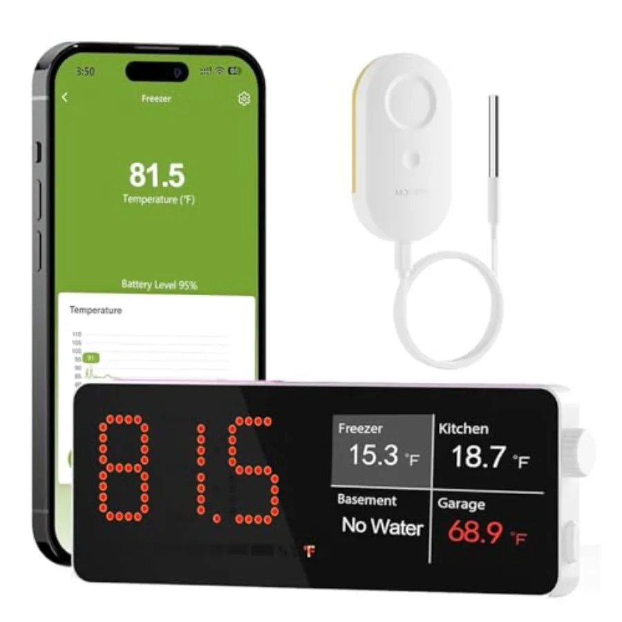 WiFi Refrigerator Thermometer Remote Email App Alert 2 Years Data Export 1 Smart Temperature Sensor Frezzer Alarm with Digital
WiFi Refrigerator Thermometer Remote Email App Alert 2 Years Data Export 1 Smart Temperature Sensor Frezzer Alarm with Digital