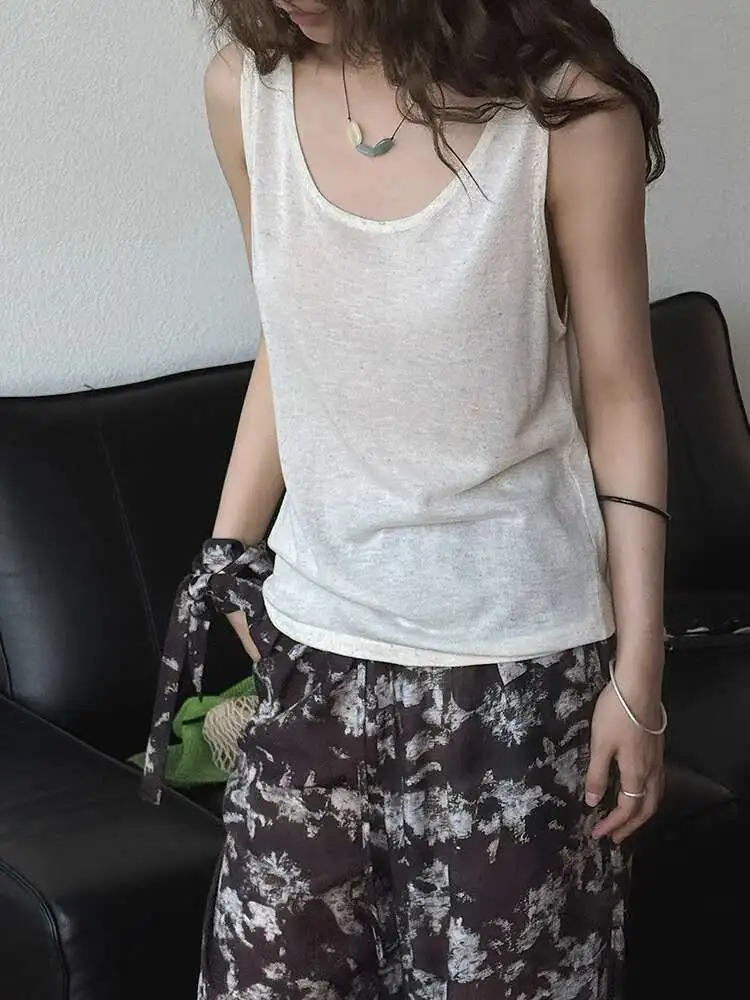 Women Apricot Thin Casual Linen Tank Tops New Round Neck Sleeveless Personality Fashion Tide Spring Summer
Women Apricot Thin Casual Linen Tank Tops New Round Neck Sleeveless Personality Fashion Tide Spring Summer