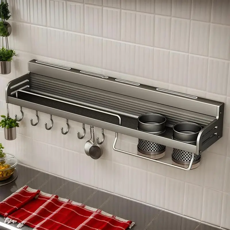 Kitchen Wall Rack Organizer Wall Mounted Storage Racks Tableware Shelf With Hooks Seasoning Jar Storage No Drilling
Kitchen Wall Rack Organizer Wall Mounted Storage Racks Tableware Shelf With Hooks Seasoning Jar Storage No Drilling