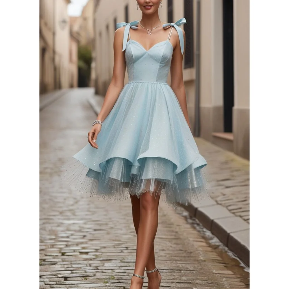 Sweetheart Neck Prom Dresses For Wome Fashion Spaghetti Strap Sleeveless Knee Length Ball Gown Cocktail Party Concert Mini Dress
Sweetheart Neck Prom Dresses For Wome Fashion Spaghetti Strap Sleeveless Knee Length Ball Gown Cocktail Party Concert Mini Dress