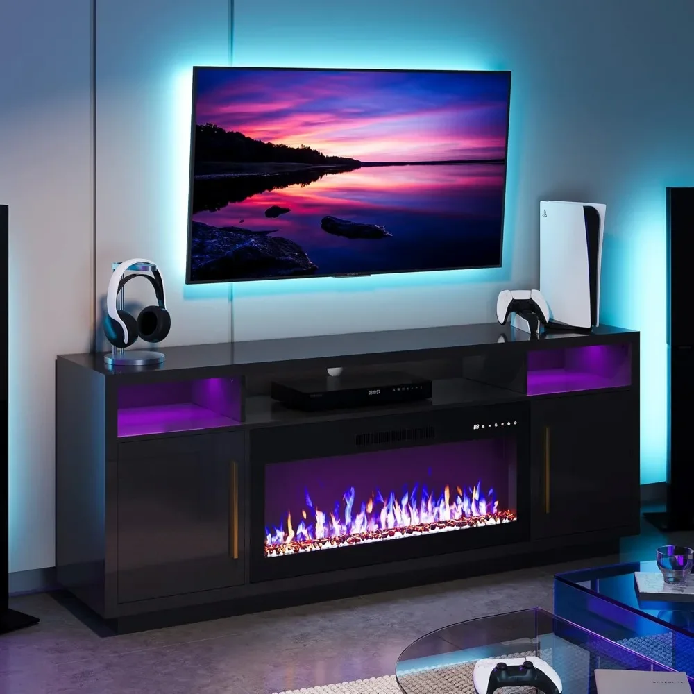 70" Fireplace TV Stand for TVs Up to 75", LED Light Entertainment Center with 36" Electric Fireplace Heater, Storage Cabinet
70" Fireplace TV Stand for TVs Up to 75", LED Light Entertainment Center with 36" Electric Fireplace Heater, Storage Cabinet