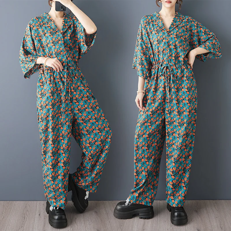 Summer New Fashion Floral Print One-Piece Pants Loose Waist Casual Wide Leg Pants High Waist Nine Points Polyester Cotton Blend
Summer New Fashion Floral Print One-Piece Pants Loose Waist Casual Wide Leg Pants High Waist Nine Points Polyester Cotton Blend