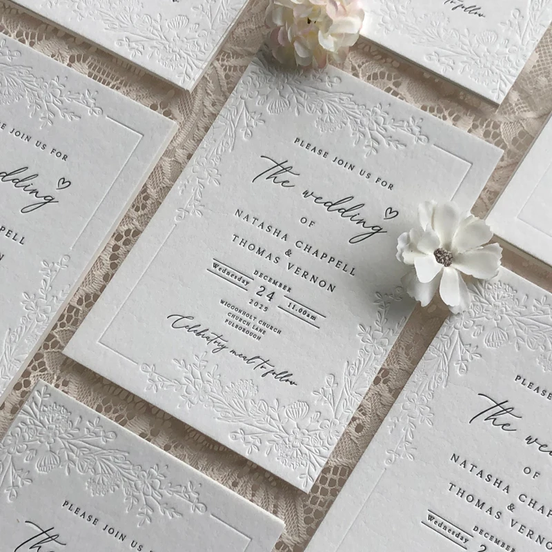 30 шт. персонализированные свадебные приглашения, тисненые свадебные открытки, бумага ручной работы 450 г/м2, цветочный дизайн с тиснением в стилеetterpress
30 шт. персонализированные свадебные приглашения, тисненые свадебные открытки, бумага ручной работы 450 г/м2, цветочный дизайн с тиснением в стилеetterpress