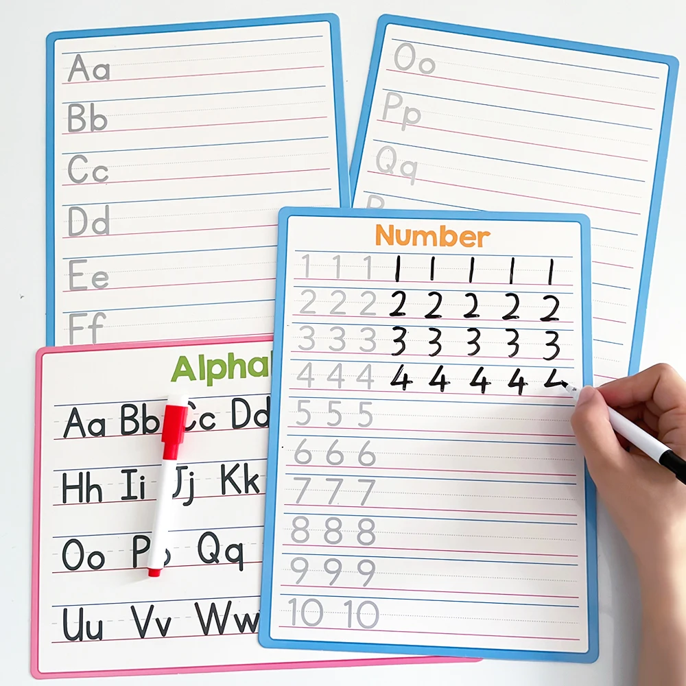 4PCS Children Number & Alphabet Dry Erase Board handwriting board Double Sided Durable Portable Whiteboards for school classroom
4PCS Children Number & Alphabet Dry Erase Board handwriting board Double Sided Durable Portable Whiteboards for school classroom