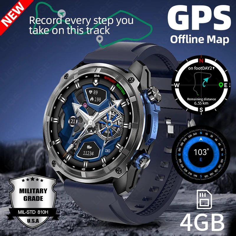 Military Smart Watches Men Built-in GPS Offline Map 860mAh Battery 4GB Memory 3ATM Waterproof Smart Bracelets Outdoor Smartwatch
Military Smart Watches Men Built-in GPS Offline Map 860mAh Battery 4GB Memory 3ATM Waterproof Smart Bracelets Outdoor Smartwatch