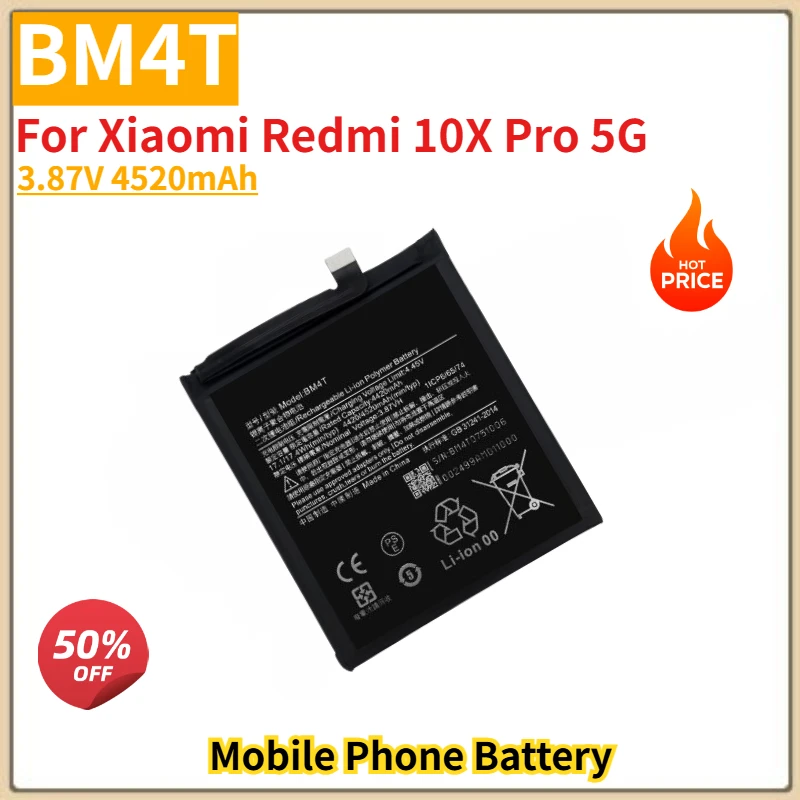 BM4T High Quality Phone Battery 3.87V 4520mAh For Xiaomi Redmi 10X Pro 5G Brand New Replacement Battery
BM4T High Quality Phone Battery 3.87V 4520mAh For Xiaomi Redmi 10X Pro 5G Brand New Replacement Battery