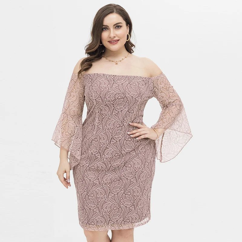 Plus Size Women Elegant Lace Dresses Fashion Strapless Sexy Midi Dress Large Size Female Flare Sleeve Evening Party Dresses 2023
Plus Size Women Elegant Lace Dresses Fashion Strapless Sexy Midi Dress Large Size Female Flare Sleeve Evening Party Dresses 2023