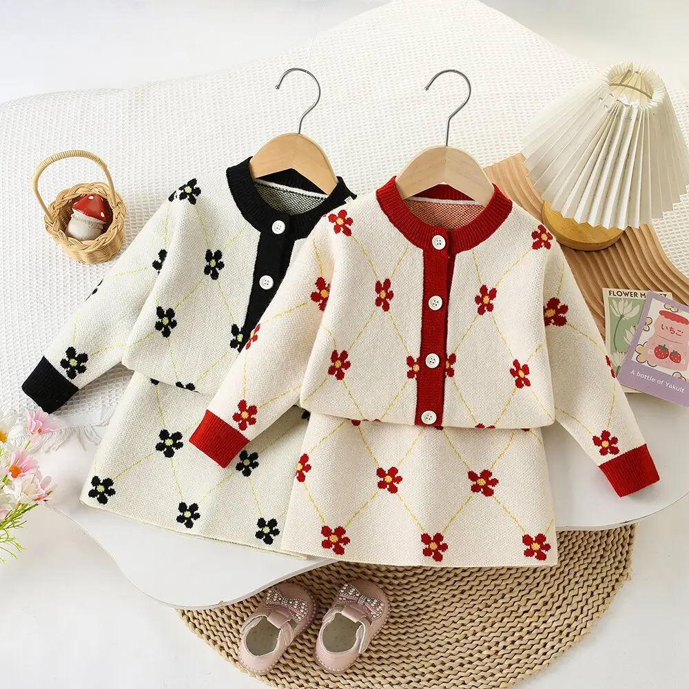 Girls Knitted Clothing Sets Spring Autumn Children Woolen Jersey Sweaters Tops Skirts Party Dresses Suit For Baby Outfits Kids
Girls Knitted Clothing Sets Spring Autumn Children Woolen Jersey Sweaters Tops Skirts Party Dresses Suit For Baby Outfits Kids