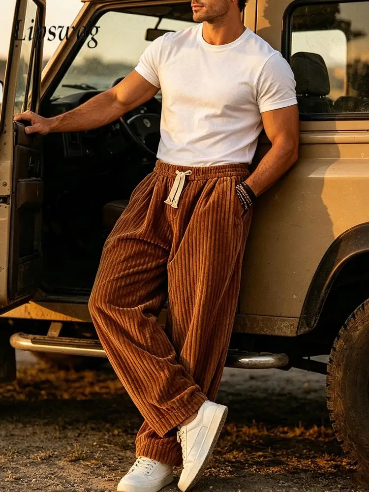 Outdoor Casual Mens Drawstring Trousers 2026 Summer Daily Leisure Solid Color Corduroy Pants Men Vintage Loose Straight Bottoms
Outdoor Casual Mens Drawstring Trousers 2026 Summer Daily Leisure Solid Color Corduroy Pants Men Vintage Loose Straight Bottoms