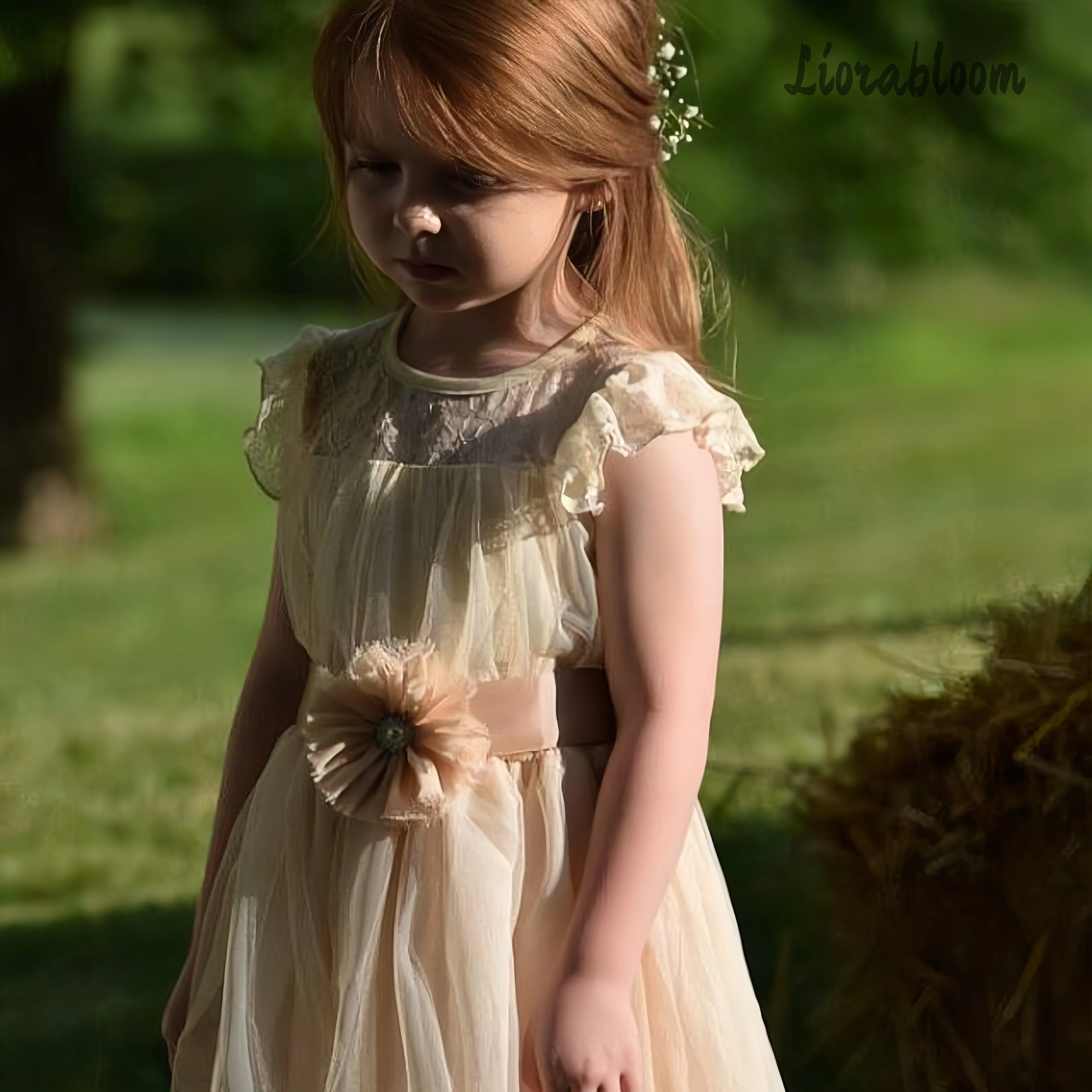 Girls' Khaki Cap-Sleeve Formal Dress Wedding Flower Girl Attire Lace Trimmed Flower Girl Dress Floral Embellished Party Gown
Girls' Khaki Cap-Sleeve Formal Dress Wedding Flower Girl Attire Lace Trimmed Flower Girl Dress Floral Embellished Party Gown