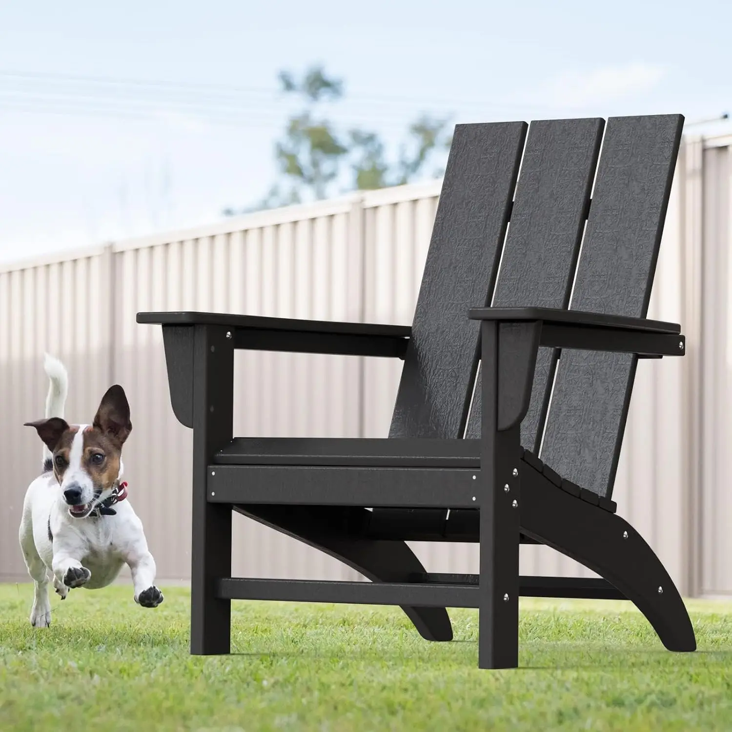 Modern Adirondack Chair, All-Weather HDPE Plastic Patio Chairs for Outdoor Deck, Porch, Backyard, Garden in Black
Modern Adirondack Chair, All-Weather HDPE Plastic Patio Chairs for Outdoor Deck, Porch, Backyard, Garden in Black