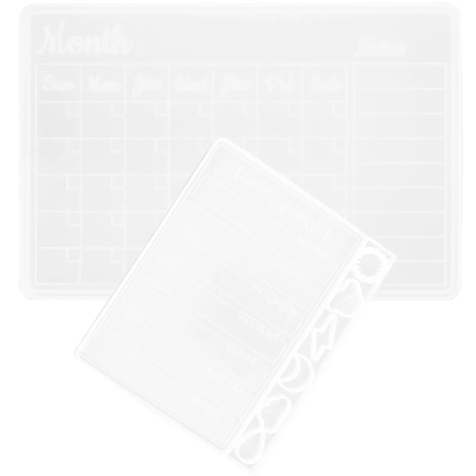 2Pcs DIY Calendar Silicone Mold Reusable Drip Glue Planner Board Making Tool for Weekly Monthly Daily Scheduling Epoxy Resin
2Pcs DIY Calendar Silicone Mold Reusable Drip Glue Planner Board Making Tool for Weekly Monthly Daily Scheduling Epoxy Resin