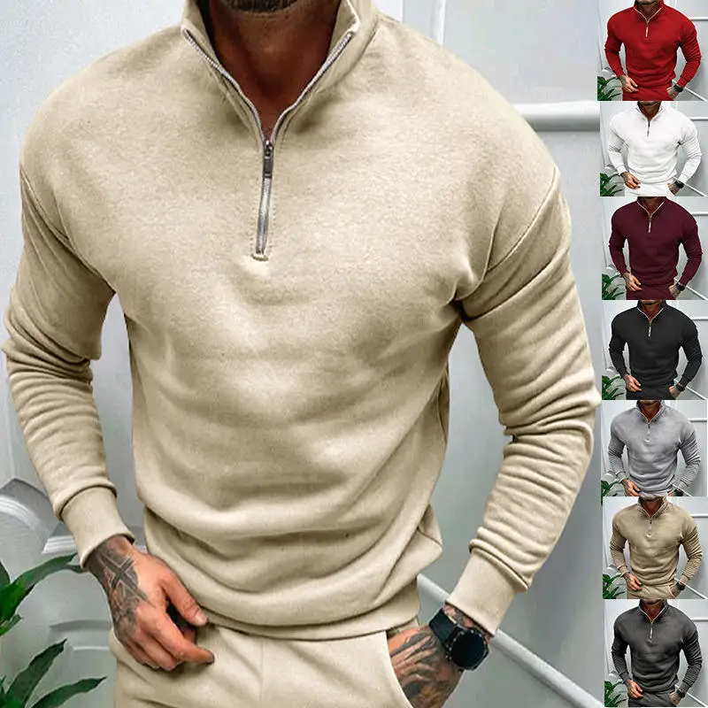New Men's Casual Long Sleeve Fleece Lined Pure Color Shirt Stand Collar Zipper Half Length Autumn Winter Fashion Top
New Men's Casual Long Sleeve Fleece Lined Pure Color Shirt Stand Collar Zipper Half Length Autumn Winter Fashion Top
