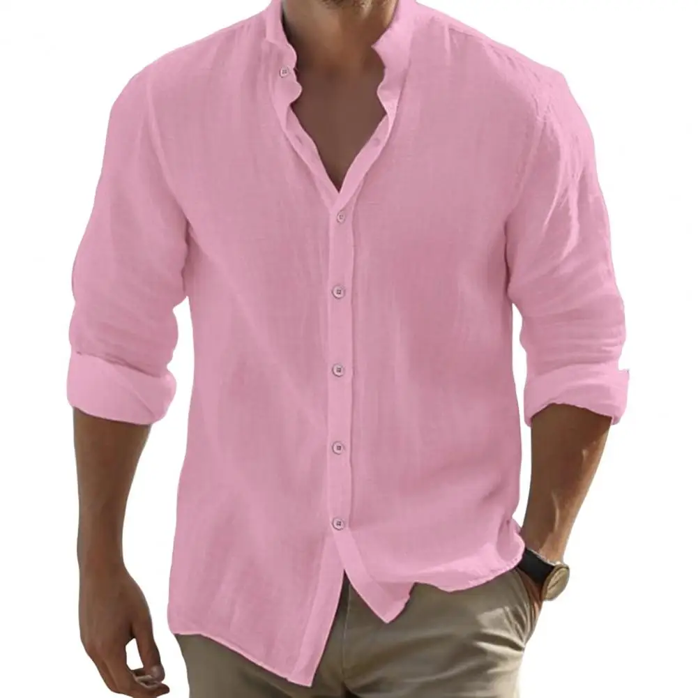 Men Spring Shirt Men's Stand Collar Button-down Cardigan Casual Office Wear for Summer Men Button-down Shirt
Men Spring Shirt Men's Stand Collar Button-down Cardigan Casual Office Wear for Summer Men Button-down Shirt
