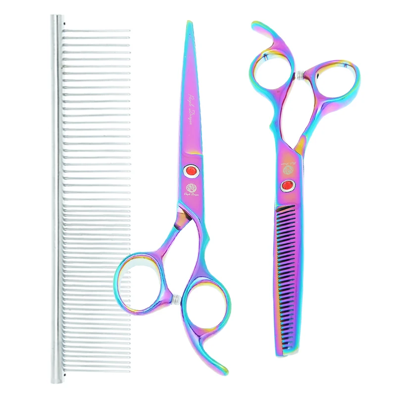 Purple Dragon 7 inch Professional Pet Scissors Dog Cat Grooming Shears Animals Hair Cutting Thinning Curved Fur Clippers B0017B
Purple Dragon 7 inch Professional Pet Scissors Dog Cat Grooming Shears Animals Hair Cutting Thinning Curved Fur Clippers B0017B