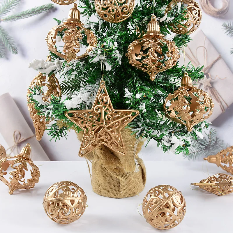 Christmas Decorations Hollow Out 3D Golden Round Pentagram Christmas Tree Decor Ball Set Box Gift Home New Year Party Ornament
Christmas Decorations Hollow Out 3D Golden Round Pentagram Christmas Tree Decor Ball Set Box Gift Home New Year Party Ornament