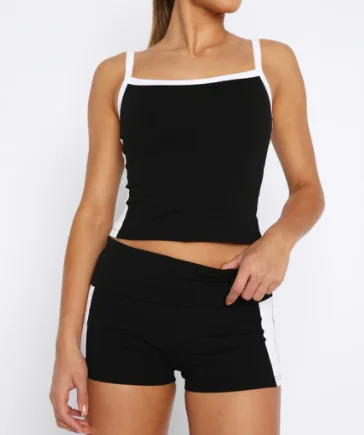 Women 2 Piece Tracksuit Outfits Sleeveless Camisole Contrast Color Shorts Yoga Outfits Set
Women 2 Piece Tracksuit Outfits Sleeveless Camisole Contrast Color Shorts Yoga Outfits Set