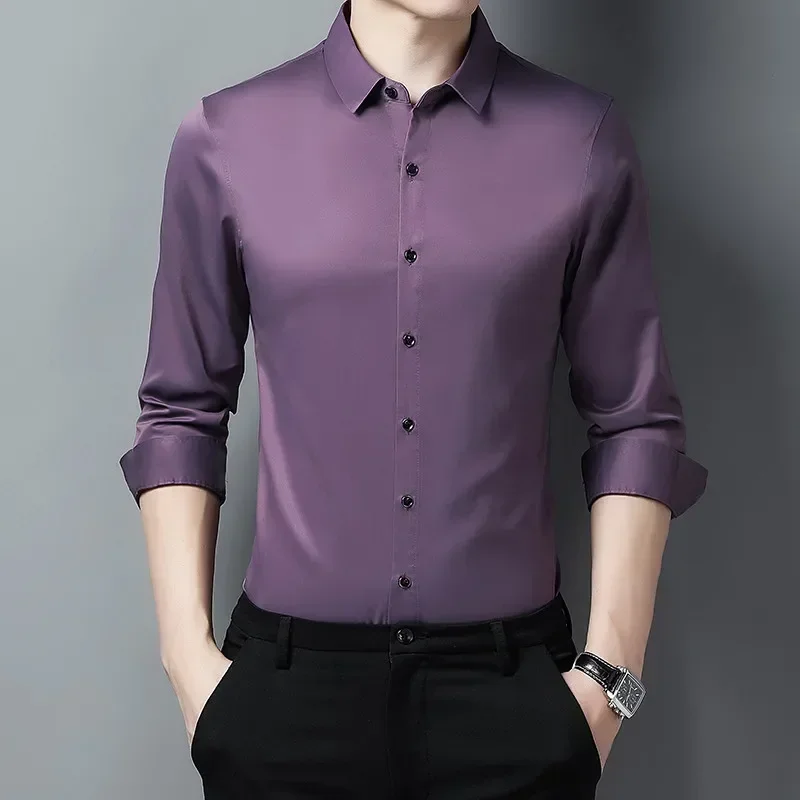 Men Long Sleeve Oversized Social Collar Shirt Boys Casual Business Men Button Up Formal Dress Purple Shirt Smooth Shirt Top Xxxl
Men Long Sleeve Oversized Social Collar Shirt Boys Casual Business Men Button Up Formal Dress Purple Shirt Smooth Shirt Top Xxxl