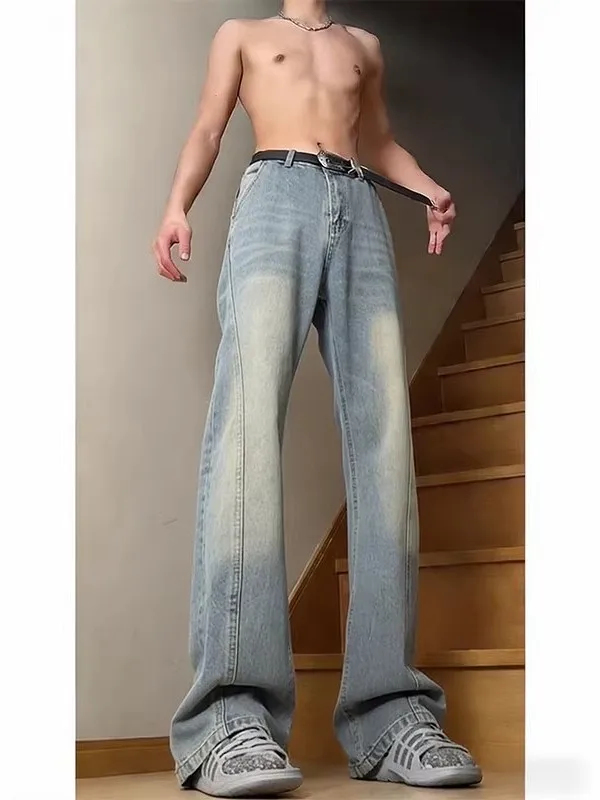 Retro Blue High Waist Flared Jeans Men's American High Street Vibe Waed out Vintage Sle Casual Straight Leg Trousers
Retro Blue High Waist Flared Jeans Men's American High Street Vibe Waed out Vintage Sle Casual Straight Leg Trousers