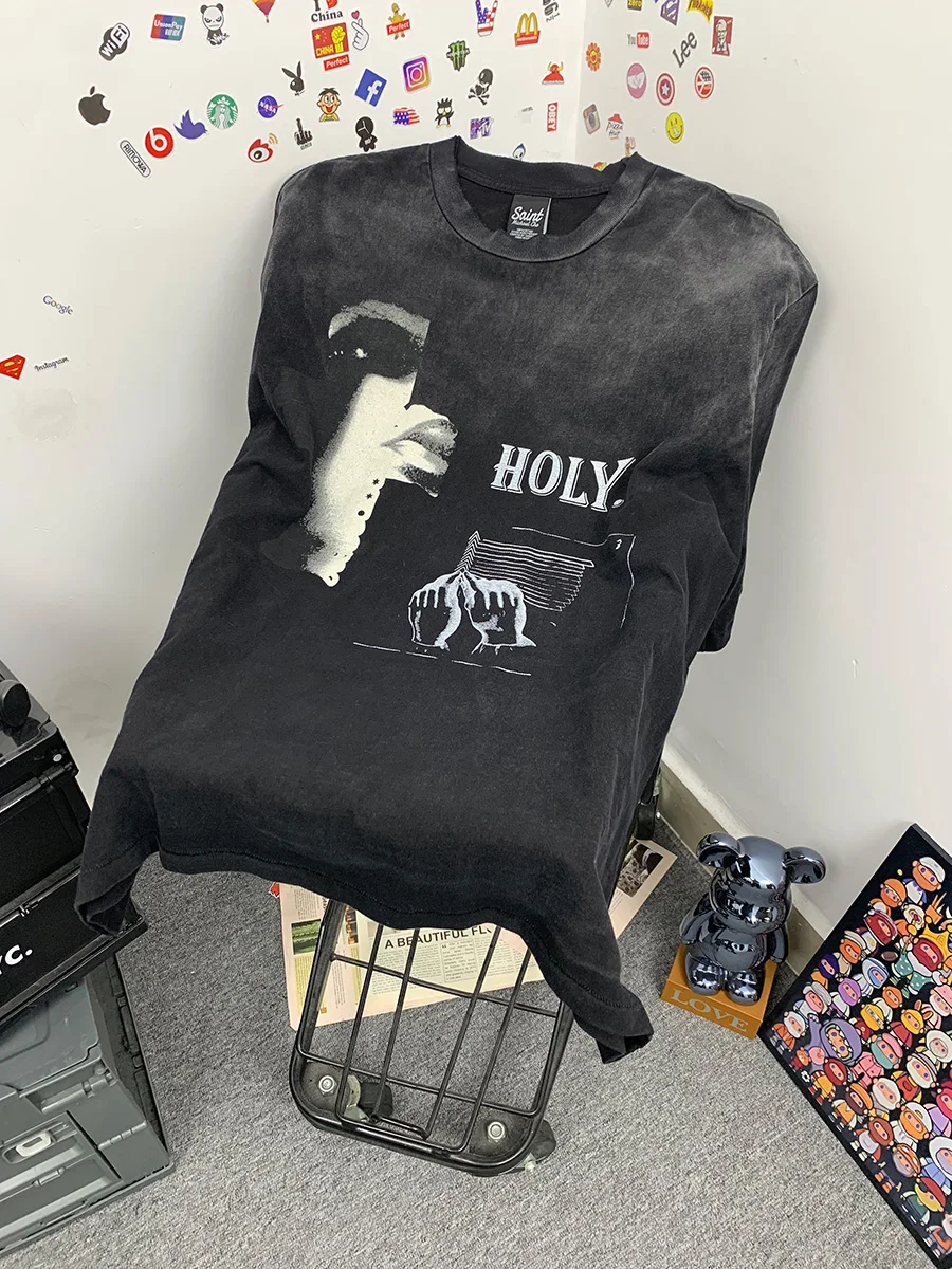 Retro Washed Short Sleeve Men's T-shirt Heavyweight Limited Edition Bieber HOLY Distressed Cotton Casual round Neck Tee
Retro Washed Short Sleeve Men's T-shirt Heavyweight Limited Edition Bieber HOLY Distressed Cotton Casual round Neck Tee