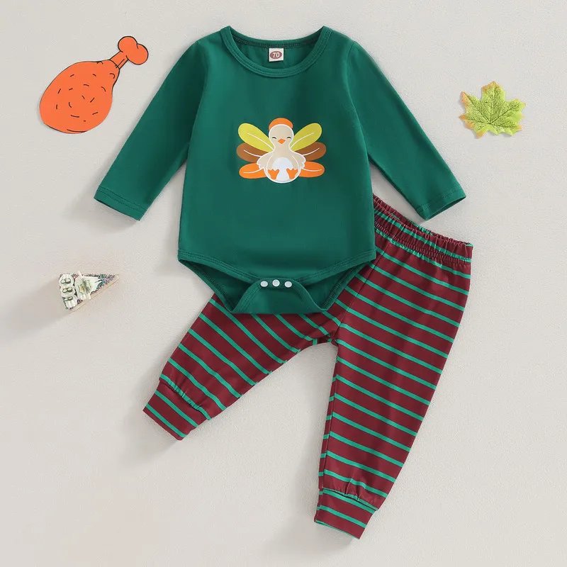Thanksgiving Toddler Baby Girl Boy Pant Sets 2Pcs Spring Autumn Clothes Long Sleeve Turkey Pattern Bodysuit and Stripe Pants
Thanksgiving Toddler Baby Girl Boy Pant Sets 2Pcs Spring Autumn Clothes Long Sleeve Turkey Pattern Bodysuit and Stripe Pants