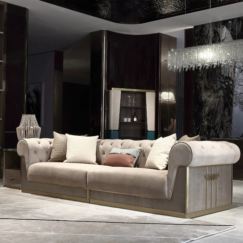Light luxury leather sofa combination villa large apartment high-end furniture
Light luxury leather sofa combination villa large apartment high-end furniture