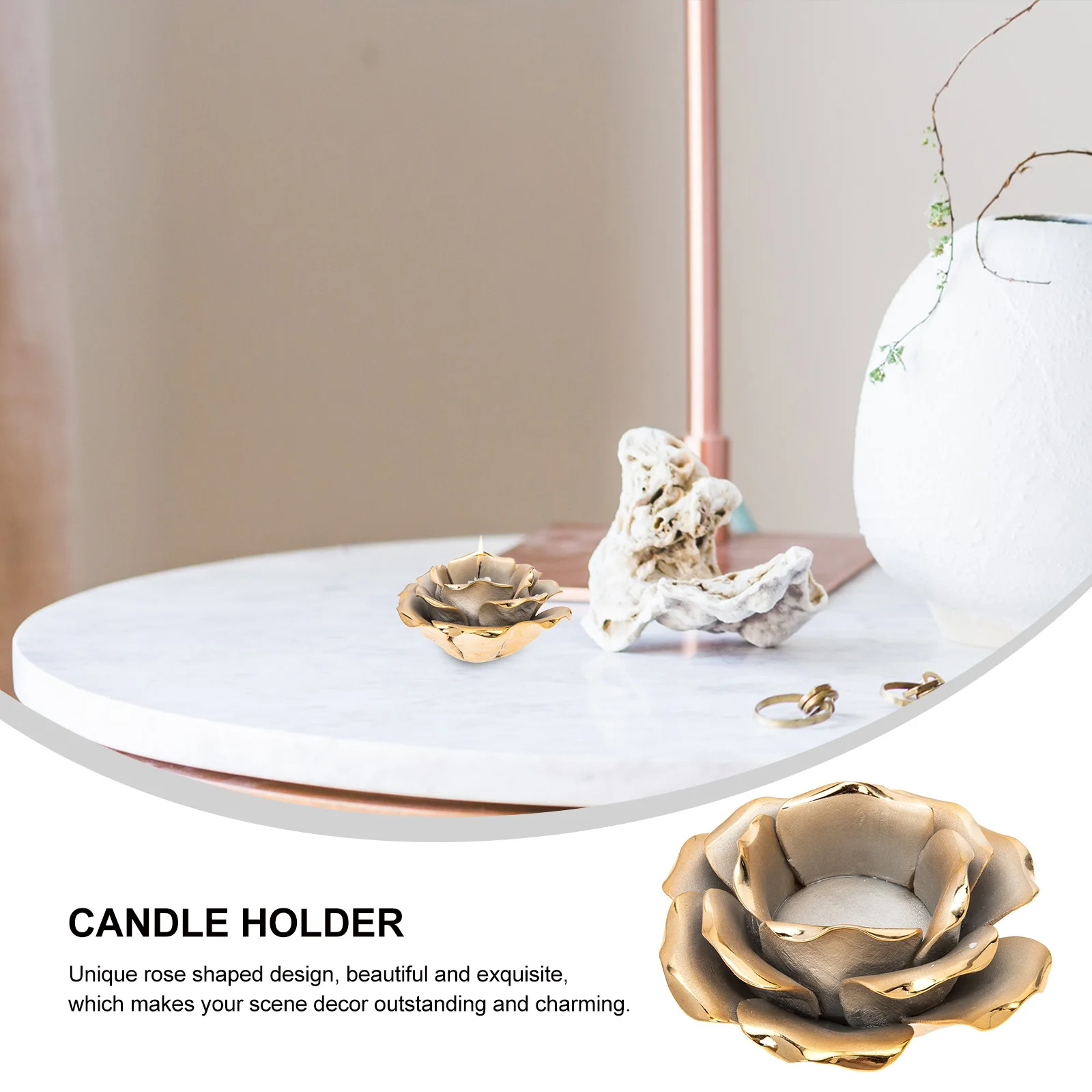 Rose Candlestick Ceramic Flower Shaped Holder Home Wedding Decorative Table Ornament Gift For Living Room Bedroom 
Rose Candlestick Ceramic Flower Shaped Holder Home Wedding Decorative Table Ornament Gift For Living Room Bedroom