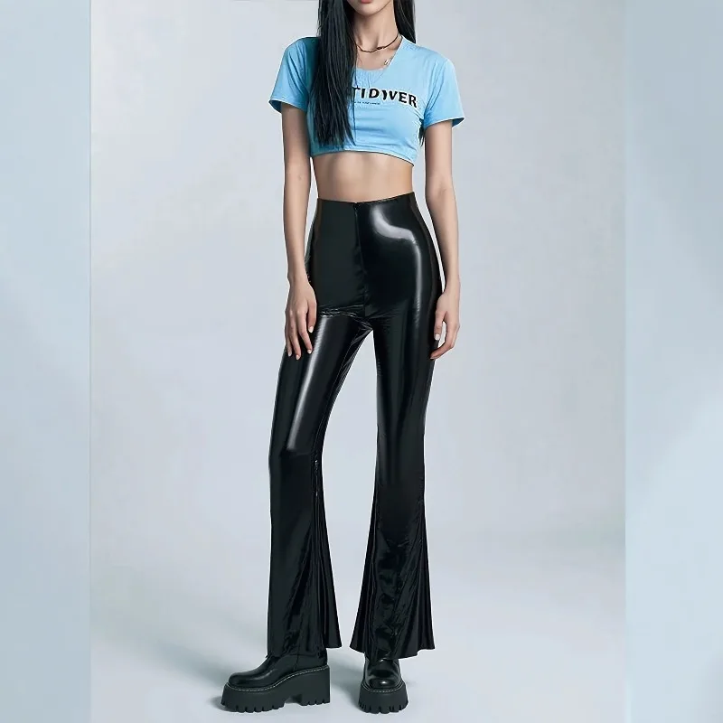 PU Mirror Leather Pants Womens High Waist Black Flared Trousers Slim Fit Long Casual European American Style Chic Outfit
PU Mirror Leather Pants Womens High Waist Black Flared Trousers Slim Fit Long Casual European American Style Chic Outfit