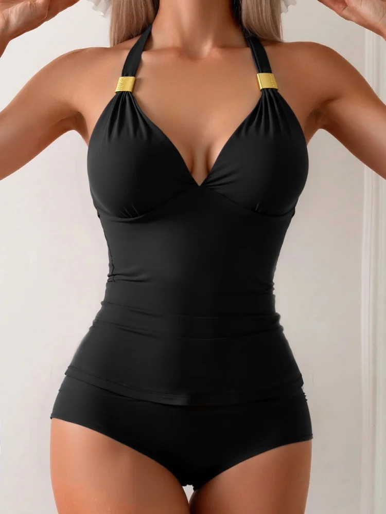 Two Piece Swimsuit Women 2026 New Black Halter Sexy Tankini Swimwear Summer High Waist Beach Wear Bathing Suit Female Swimming
Two Piece Swimsuit Women 2026 New Black Halter Sexy Tankini Swimwear Summer High Waist Beach Wear Bathing Suit Female Swimming