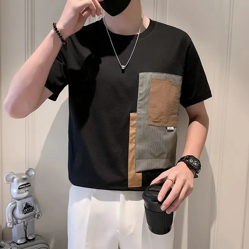 Мужская футболка с коротким рукавом в стиле пэчворк, повседневная, с круглым вырезом, в стиле колор-блок, модная уличная одежда
Мужская футболка с коротким рукавом в стиле пэчворк, повседневная, с круглым вырезом, в стиле колор-блок, модная уличная одежда