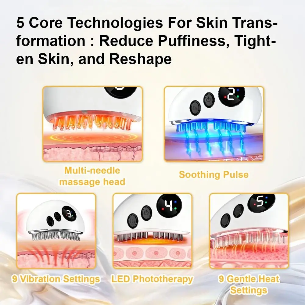 Electric Gua Sha Facial Tools ABS Skin Toning Device Scraping Board with 9 Level Heat & Vibration Facial Massager Tool
Electric Gua Sha Facial Tools ABS Skin Toning Device Scraping Board with 9 Level Heat & Vibration Facial Massager Tool