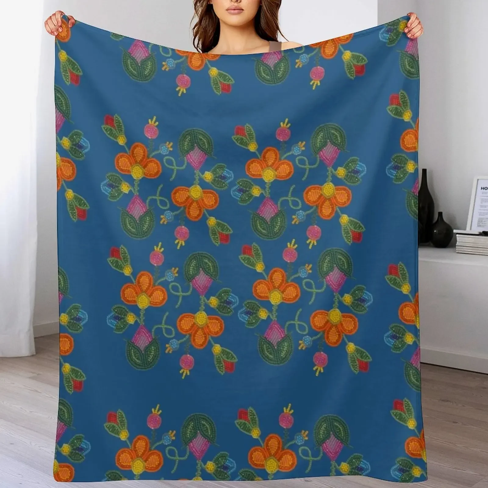 The Beaded Bloom on Blue Throw Blanket Soft Plush Blanket as Housewarming Gift
The Beaded Bloom on Blue Throw Blanket Soft Plush Blanket as Housewarming Gift