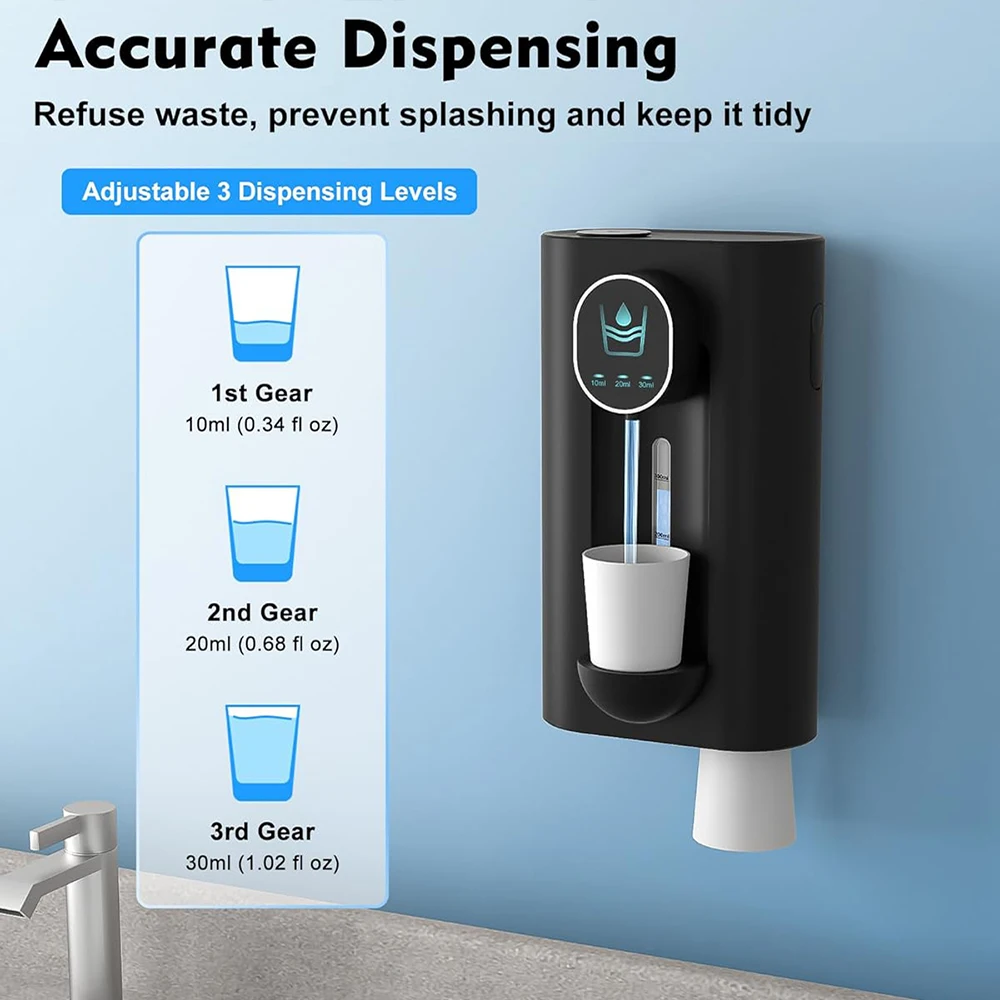 Mouthwash Dispenser For Bathroom, 18.26 Oz (540Ml) Touchless Auto Mouth Wash Dispenser With Magnetic Cups
Mouthwash Dispenser For Bathroom, 18.26 Oz (540Ml) Touchless Auto Mouth Wash Dispenser With Magnetic Cups
